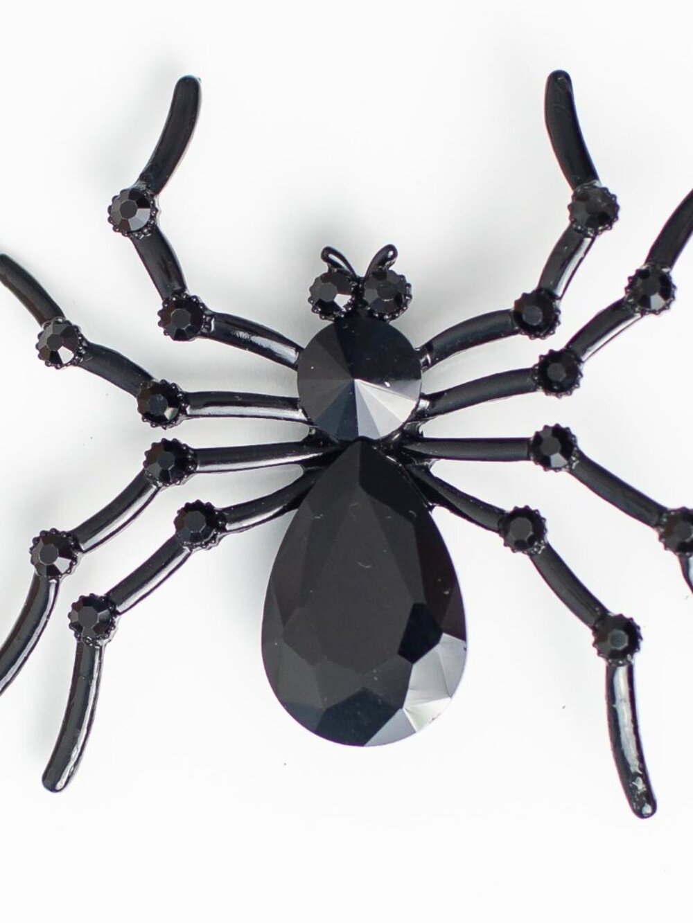 Black Crystal Rhinestone Spider Brooch Pin Halloween Gothic Statement Jewelry 3" - Picture 1 of 5